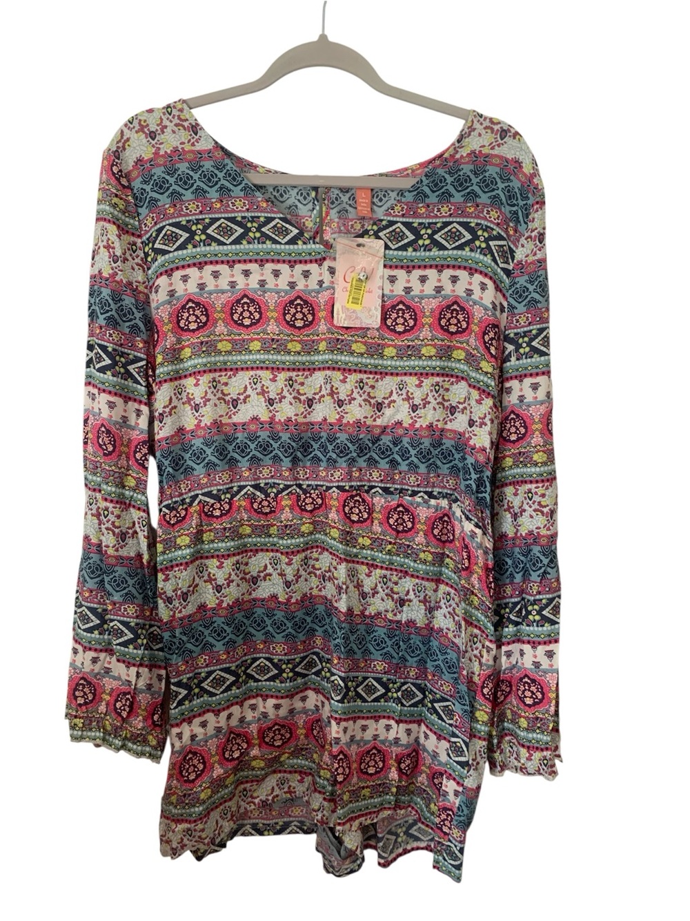 NWT Chelsea & Violet Boho Paisley Mixed Print Romper Size L